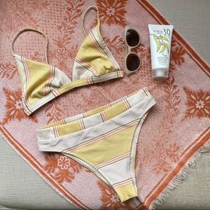 Billabong Salty Daze Retro High-Waisted Yellow Striped Bikini